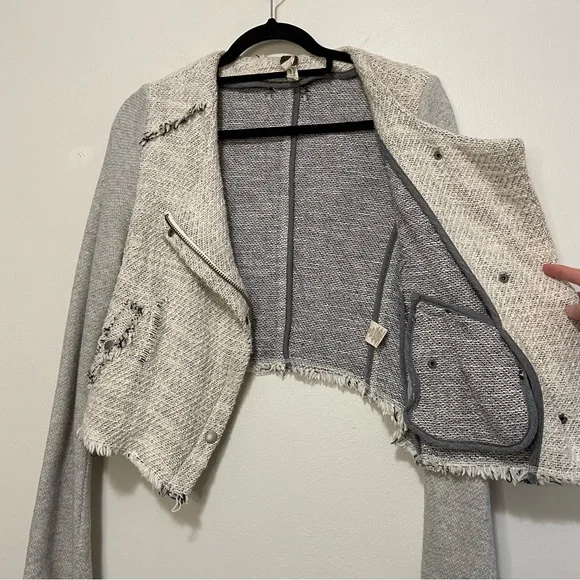 We the Free Free People Tweed Asymmetric Moto Bomber Jacket - Picture 4 of 8